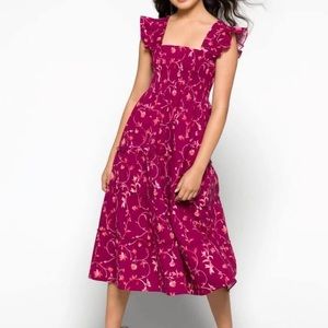 Hill House - Nap Dress - Burgundy Botanical - size S